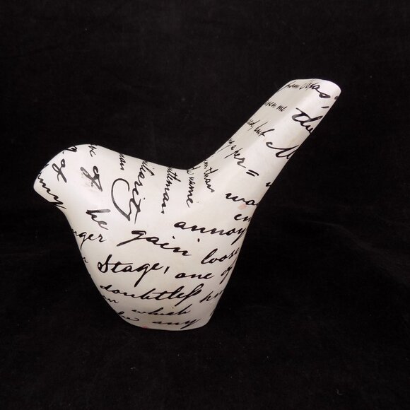 Set of 2 Ashland Black White Cursive Words Bird Blush Romance Decor New w/Flaws - Picture 3 of 12